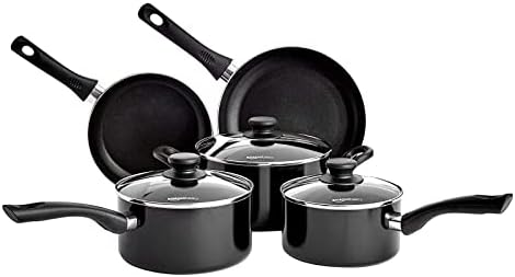 Ensemble Batterie de Cuisine Anti-adhésif 5 Pièces, Noir, Induction