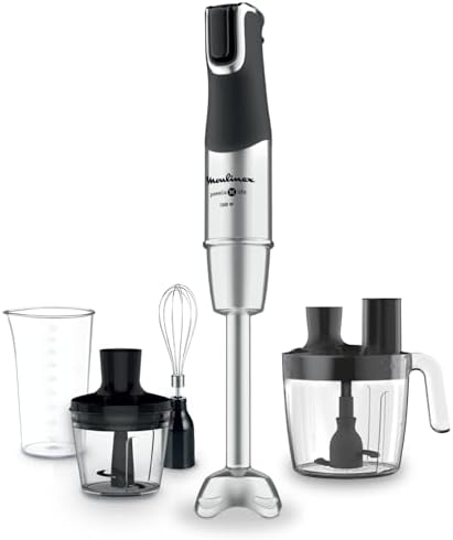 Moulinex Mixeur Plongeant InfinyForce Pro 1200W, Lames Powelix, 5 Fonctions, Noir et Inox