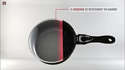 Batterie de Cuisine Induction 10 Pièces, Revêtement Pierre, Bordeaux