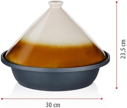 Tajine Couscoussier Induction 2,5L, Couvercle Céramique Ø30cm, Noir
