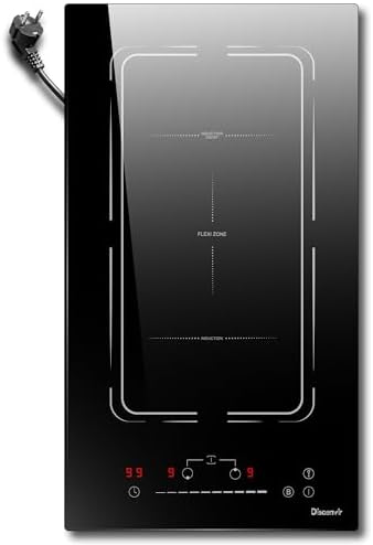Plaque Induction 2 Feux Encastrable, 30 cm, 9 Niveaux, Fonction Boost, Noir