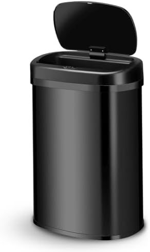 Juskys Poubelle Automatique 50L, Détecteur de Mouvement, Noir, Couvercle Électrique