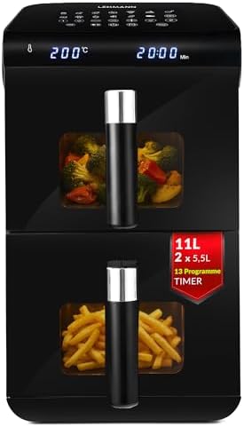 Friteuse à air chaud double chambre 11L avec contrôle indépendant et design compact