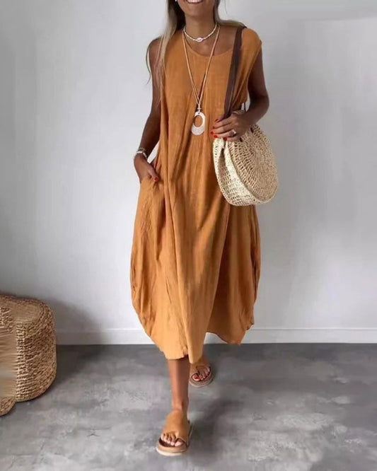 BLOME – ROBE BOHO SANS MANCHES MIDI