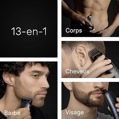 Braun Tondeuse Électrique Tout-En-Un Series 7 AIO7565, Kit 13-En-1, Bleu