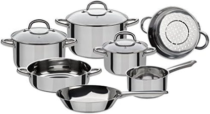 Batterie de Cuisine en Acier Inoxydable 10 Pièces, 24 cm, Argenté