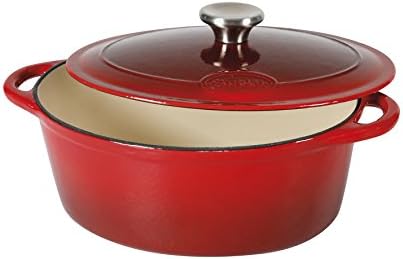 Sitram Cocotte Ovale en Fonte, Modèle 710840, 6.5L, Rouge/Crème