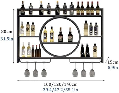 Porte-bouteille Mural LED Range Bouteille Vin, Noir/Or, 120*15*80cm