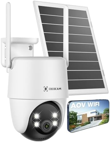 Caméra de Surveillance Solaire 2K PTZ, Batterie 10000mAh, Vision Nocturne 30m