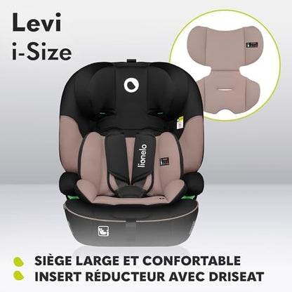 lionelo Siège Auto i-Size Levi, 9-36 kg, Protection Latérale, Appui-tête Réglable, Noir