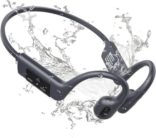 Écouteurs Waterproof 32GB Casque Conduction Osseuse Bluetooth 5.3, Gris
