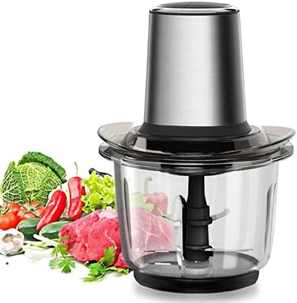 WAWORIO Hachoir Électrique 400W, 1.5L Bol en Verre, 4 Lames Inox, 2 Vitesses
