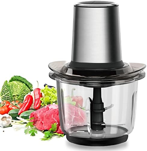 WAWORIO Hachoir Électrique 400W, 1.5L Bol en Verre, 4 Lames Inox, 2 Vitesses