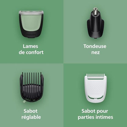 Philips Tondeuse Multigroom Série 3000, Modèle MG3946/15, 9 Accessoires, Lames Auto-affûtées