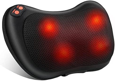 Coussin de Massage Shiatsu Masseur Cervical avec Chaleur et 4 Nœuds
