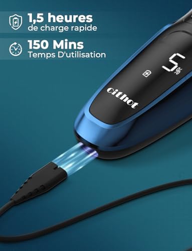 CITHOT Rasoir Électrique Homme RS8336, Têtes Rotatives 3D, IPX7, Bleu