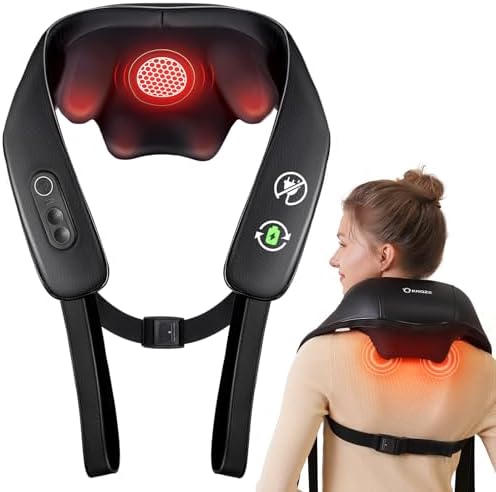 Masseur Shiatsu 4D Chauffant, Masseur Cervical Sans Fil, Relaxation Dos et Cou