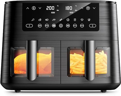 Air fryer grande capacité 9L avec deux paniers et technologie de cuisson avancée
