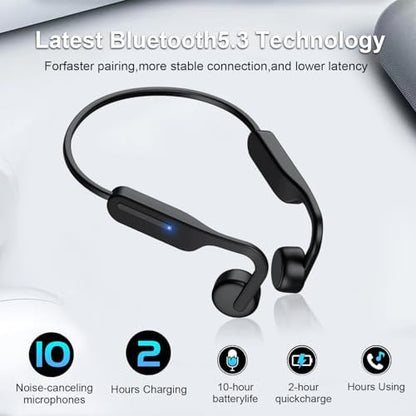Casques Sportifs Bluetooth 5.3 Conduction Osseuse, Étanches IPX6, Oreille Ouverte