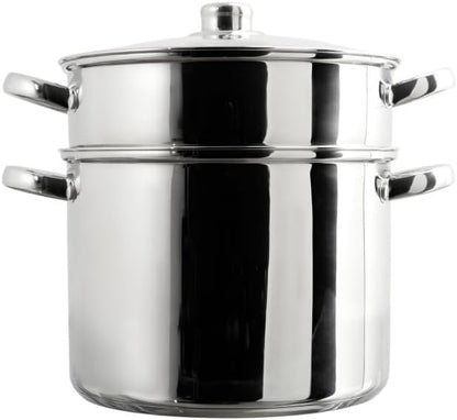 Couscoussier Induction 8L en Inox, Argent, Dimensions 33,5x24,5x25,5 cm