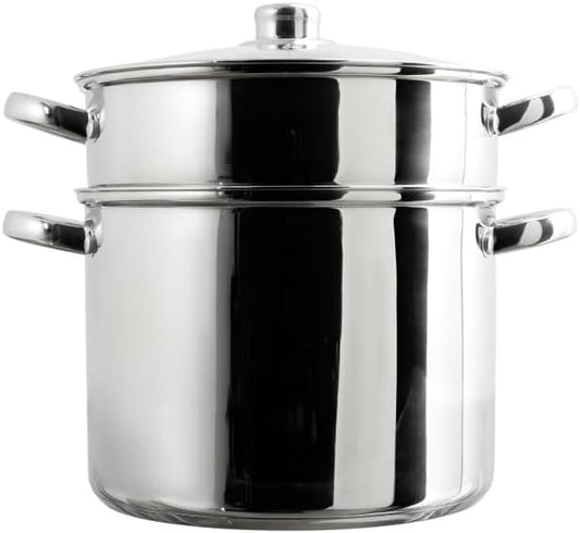 Couscoussier Induction 8L en Inox, Argent, Dimensions 33,5x24,5x25,5 cm