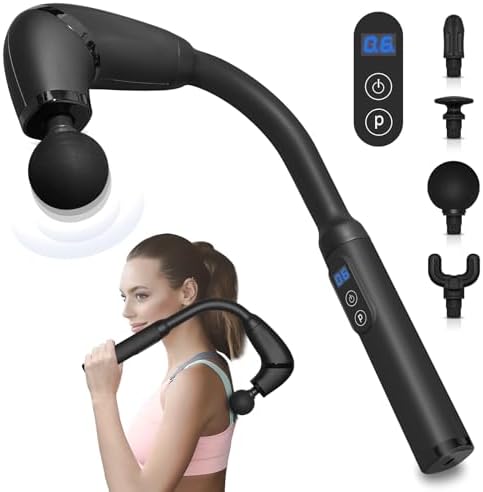 Pistolet de Massage Musculaire avec Poignée Étendue, 4 Têtes et Écran LCD