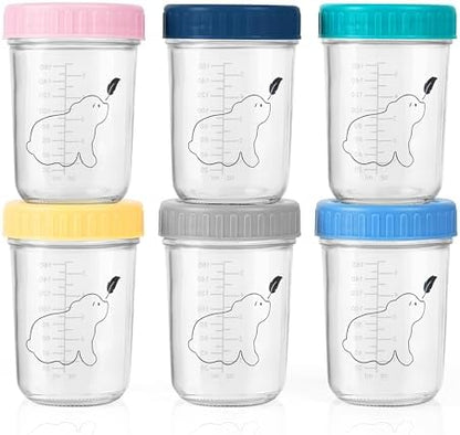 Pots de Conservation en Verre 240ml, Petit Pot en Verre Réutilisable, Lot de 6, Sans BPA