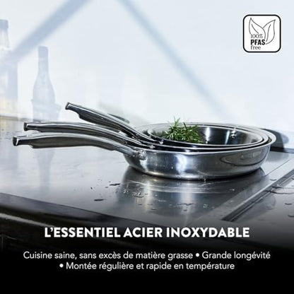 Baumalu Couscoussier Induction, Acier Inox, Ø24cm, 9L, Couvercle Verre