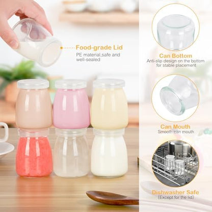 Lot de 24 Petit Pots en Verre 140ml avec Couvercle, Contenants pour Pudding et Yaourt