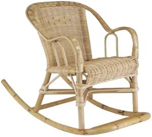 Fauteuil à Bascule Enfant - Rotin Naturel - Design Ergonomique