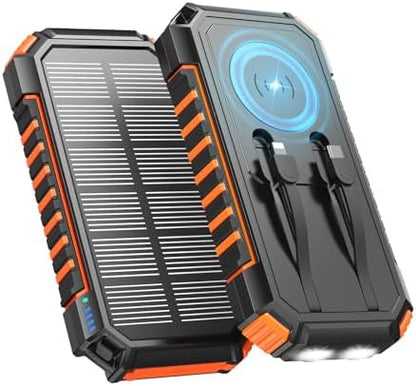 Chargeur Solaire Batterie Externe 27000mAh, Charge Rapide 22,5W, Orange