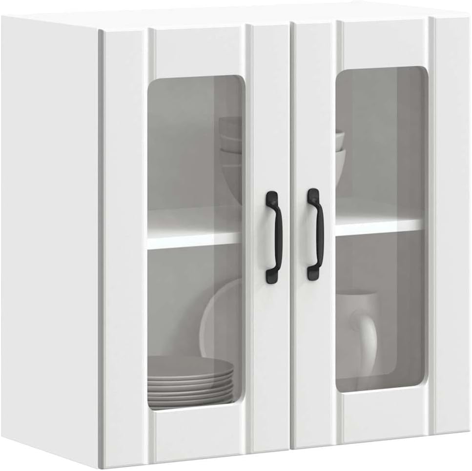 Armoire Murale de Cuisine - Portes en Verre - 60 cm Blanc