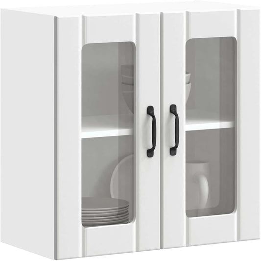 Armoire Murale de Cuisine - Portes en Verre - 60 cm Blanc