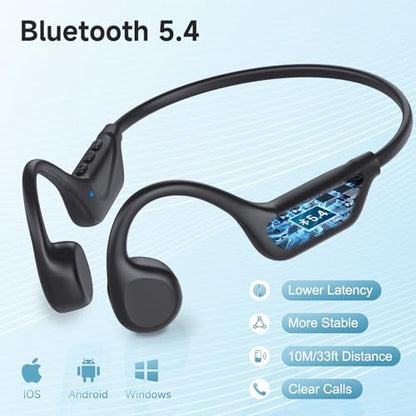 Casque Bluetooth 5.4 à Conduction Osseuse, Étanche IPX5, 10 Heures d'Autonomie