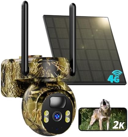 Caméra de Chasse Solaire 4G LTE, Vision Nocturne Colorée, Camouflage