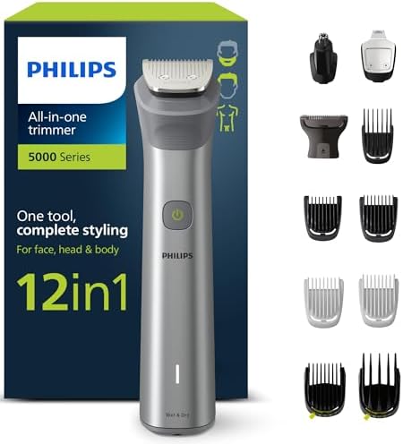 Philips Tondeuse Multistyle 12 en 1 MG5950/15, Lames Auto-affûtées, 14 Hauteurs de Coupe