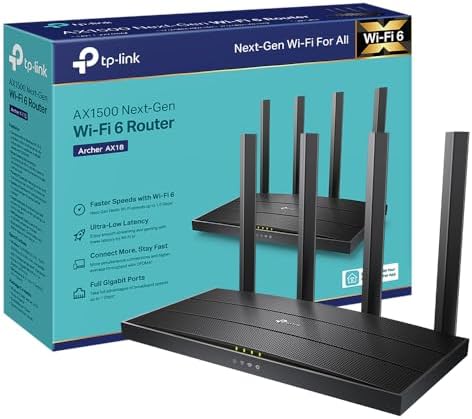 TP-Link Routeur WiFi 6 Archer AX18, 1500 Mbps, 4 Ports Gigabit, Noir