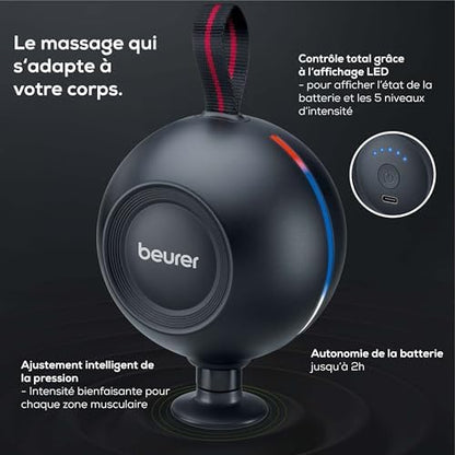Beurer Pistolet de Massage MG 101, Design Ergonomique, Capteur de Pression, 5 Embouts