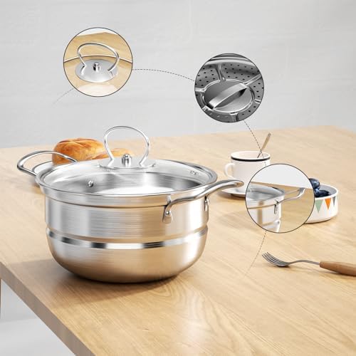 Batterie de Cuisine Induction 12 Pièces, Acier Inoxydable, Argent D