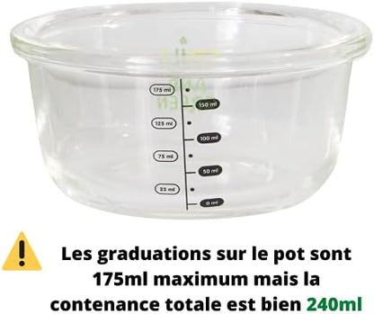 Contenants en Verre Borosilicate 240ml, Petit Pot en Verre, Lot de 6, Couvercles Hermétiques