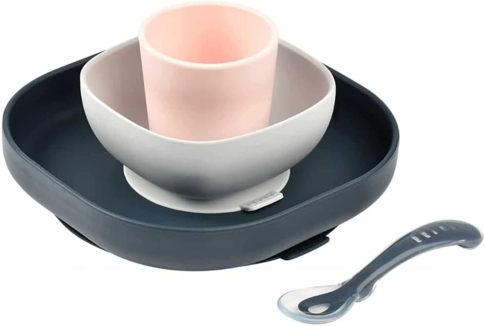 Set Vaisselle Bébé - Silicone avec Ventouse - 4 Pièces Antidérapantes