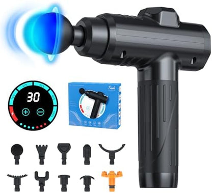 Pistolet de Massage Portable avec 10 Têtes, Technologie Silencieuse et Percussion Puissante
