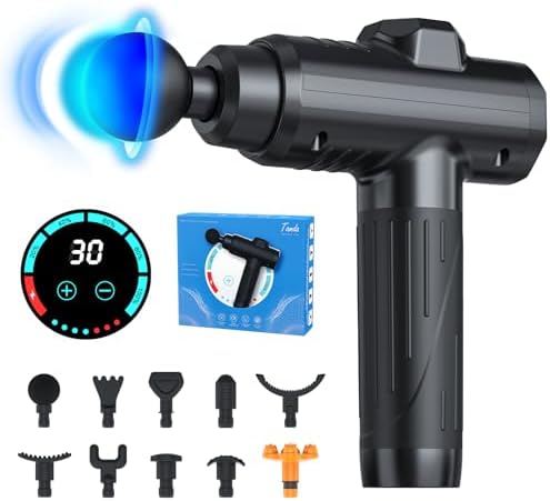 Pistolet de Massage Portable avec 10 Têtes, Technologie Silencieuse et Percussion Puissante