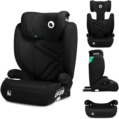 lionelo Siège Auto ISOFIX Hugo I-SIZE, Groupe 2/3, Appui-tête Réglable, Black Carbon