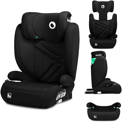 lionelo Siège Auto ISOFIX Hugo I-SIZE, Groupe 2/3, Appui-tête Réglable, Black Carbon