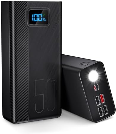 Batterie Externe 50000mAh, Charge Rapide 22.5W, 5 Sorties, 3 Entrées