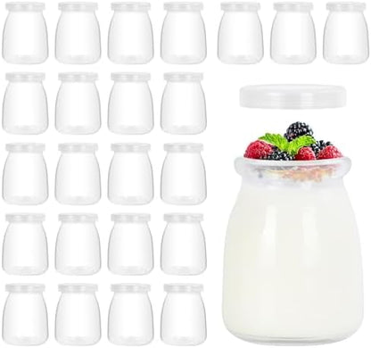 Lot de 24 Petit Pots en Verre 140ml avec Couvercle, Contenants pour Pudding et Yaourt