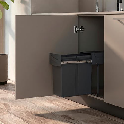 Emuca Poubelles de Recyclage Amovibles, Modèle 8199423, 40L, Gris Anthracite