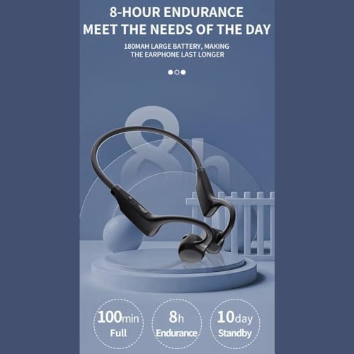 Écouteurs sans fil à conduction osseuse, casque sport Bluetooth 5.2, noir