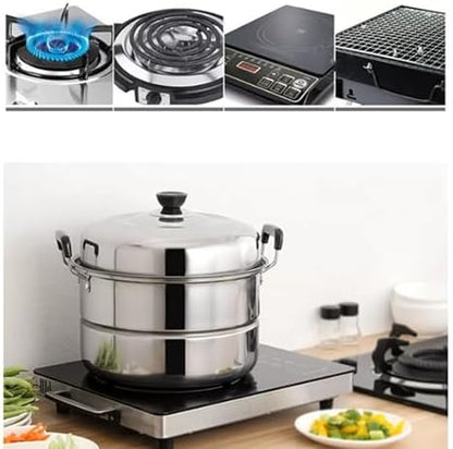 Cuit-Vapeur Multi-Couches 20L Couscoussier Induction, Acier Inoxydable